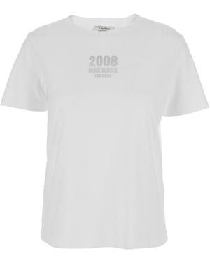 Max Mara 'S Maxmara Quieto' Crewneck T-Shirt With Logo Print On The Front - White