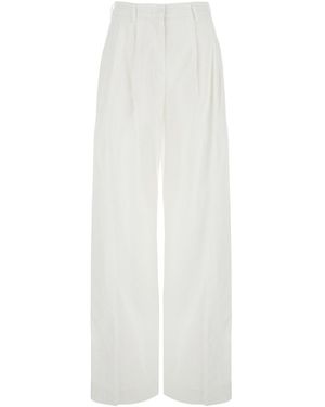 Plain Pants With Pences - White