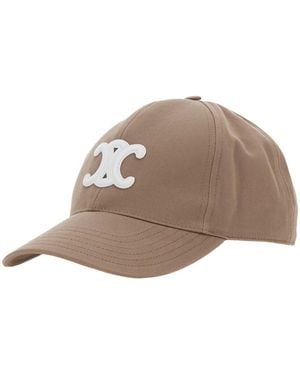 Celine Baseball Hat With Logo Patch On The Front - Natural