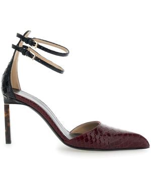 Tom Ford Bordeaux Court Shoes With High Stiletto Heel And Ankle Strap Closure - Brown