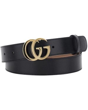 Gucci Belt '3Cm Gg Running' With Leather Logo Detail For Me - White