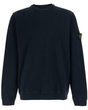 Stone Island Sweatshirt With Round Neck, Long Sleeves And Logo Patch - Blue