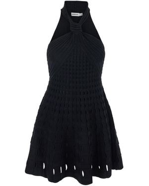 Jonathan Simkhai Short Dress Jenna With Flared Design And Perforated Details - Blue