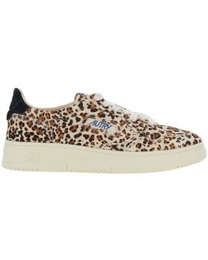 Autry 'Medalist' Sneakers With Leopard Motif And Logo Lettering - White