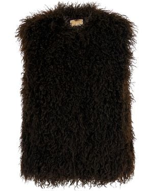 MICHAEL Michael Kors Aux Fur Vest Is A Vest - Black