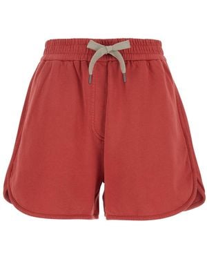 Brunello Cucinelli Shorts With Elastic Drawstring Waist - Red