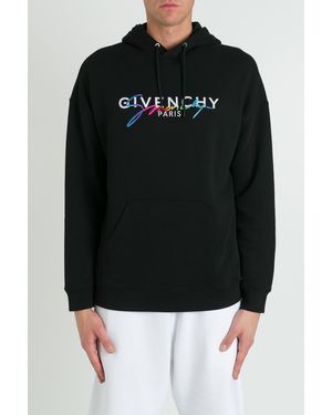Givenchy Rainbow Logo Cotton Hoodie - Black
