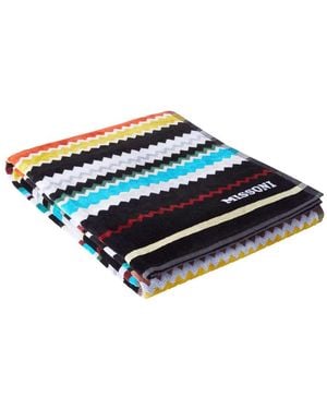 Missoni 'Curt' Beach Towel With All-Over Zigzag Motif - Blue