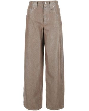 Brunello Cucinelli Jeans Con Effetto Sbiadito E Patch Logo Sul Retro I - Grigio