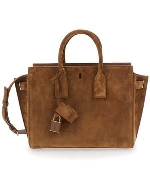 Saint Laurent Handbag 'Sac De Jour' With Suede Details For - Brown