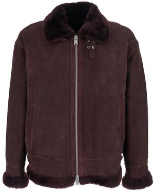 Arma 'Sano' Shearling Jacket With Belt Detail And Fur Trims I - Brown