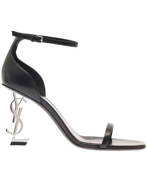 Saint Laurent 'Opyum' Sandals With Monogram Heel - White
