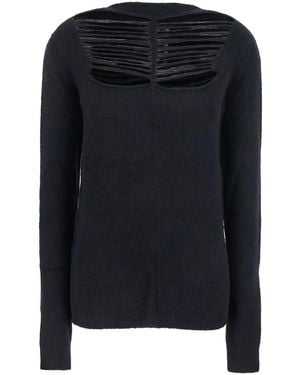 Rick Owens Sweater With Distressed Effect And Cut-Out Details On The Front - Black