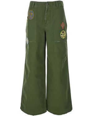 Roy Rogers 'Old Glory' Palazzo Style Jeans With Patch Embellis - Green