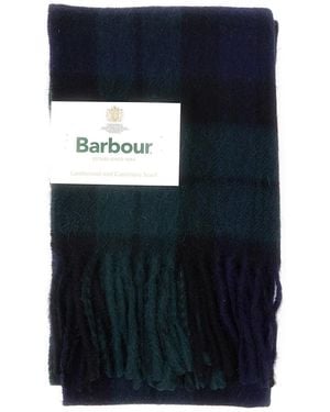 Barbour Chequered Wool Scarf - Blue