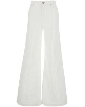 Twinset Pants With Wide Leg And Logo Patch On The Rear - White