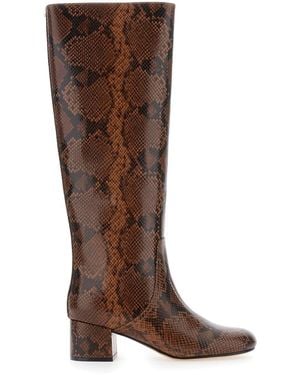 Twinset Knee Boots With Python Effect - Brown