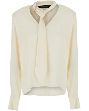 FEDERICA TOSI Blouse With V-Neck And Tie Detail On The Front In - White