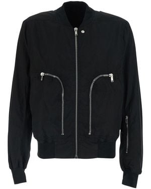 Rick Owens Bomber Jacket With Bomber Collar And Zip Pockets On The - Black