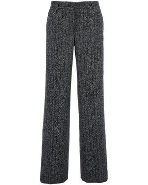 Dolce & Gabbana Trousers With Wide Leg And Pinstripe Motif - Grey