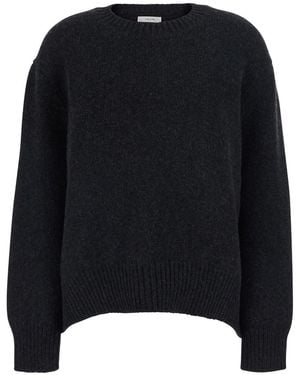 The Row 'Parth' Dark Sweater With Round Neck And Ribbed Details I - Black