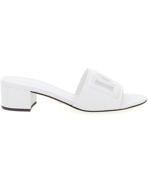 Dolce & Gabbana Calfskin Mule With Dg Logo - White