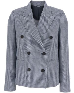 Brunello Cucinelli Double-Breasted Jacket With Peak Revers - Blue