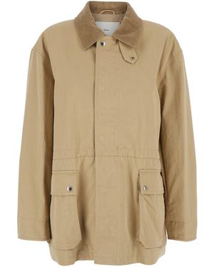 DUNST Jacket With Classic Ribbed Collar - Natural