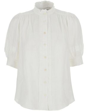 JC Sophie Lagos V-Neck Blouse With Long Sleeves - White