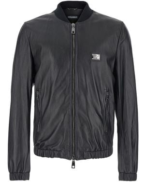 Dolce & Gabbana Giubbotto Con Patch Logo - Nero