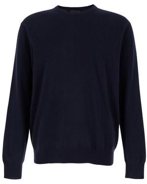 Plain Maglioncino Girocollo A Maniche Lunghe - Blu