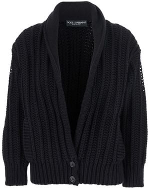 Dolce & Gabbana Cardigan With Wide Neckline On The Front - Blue
