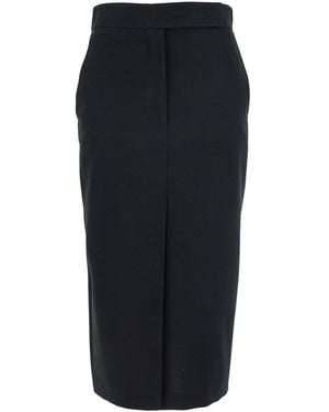 Le Plain Long Skirt With Concealed Front Closure And Front And Re - Black