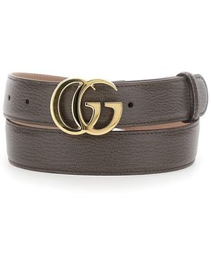 Gucci Belt With Gg Plate On The Front - Grey