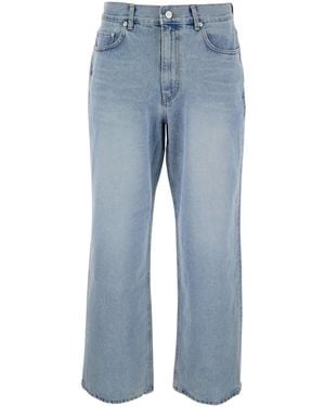 DUNST Jeans A Cinque Tasche Con Patch Logo Sul Retro - Blu