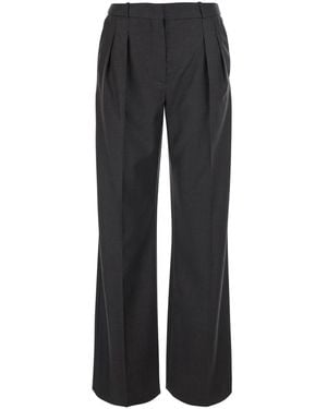 Loulou de Saison Sbiru Lds Straight Leg Pant Con Gamba Dritta E 100% L - Nero