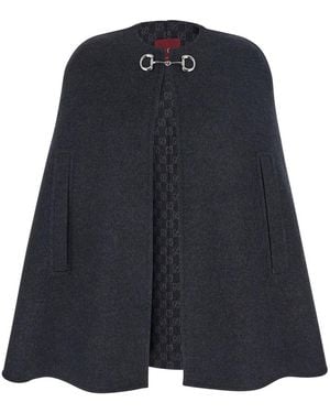 Gucci Cape With Clamp Closure On The Front And Internal Gg Motif - Blue