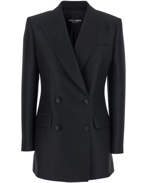 Dolce & Gabbana Double-Breasted Jacket With Peak Revers - Black