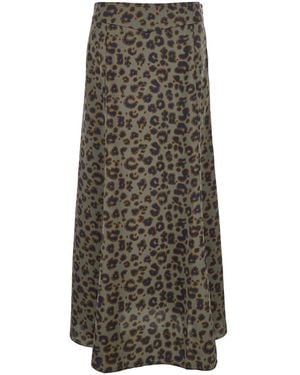 Ba&sh 'Blaire' Long Skirt With All-Over Leopard Print - Green