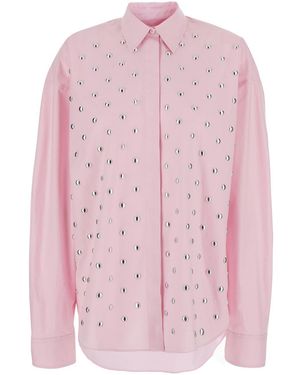 MSGM Camicia Con Colletto Classico E Decorazione Con Borchie Sul Front - Rosa