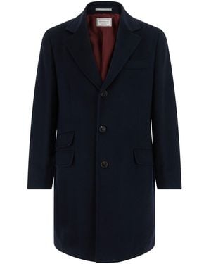 Brunello Cucinelli Single-Breasted Coat With Notched Revers - Blue