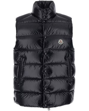 Moncler 'Tibb' Gilet With High Collar And Logo Patch On The Fron - Black
