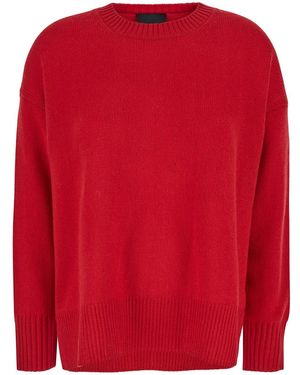 Plain Relaxed-Fit Cashmere Crewneck Sweater - Red