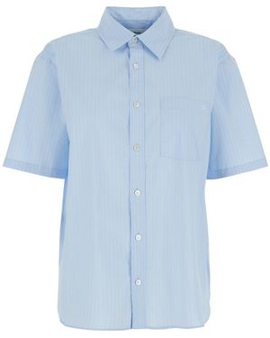 DUNST Oversized Half Sleeve Shirt - Blue