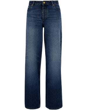A.P.C. 'Elisabeth' Straight Jeans With Branded Button - Blue