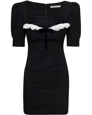 Alessandra Rich MINI ABITO CON PIZZO - Nero