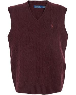 Polo Ralph Lauren Sleeveless Vest With V Neck And Pony Embroi - Purple