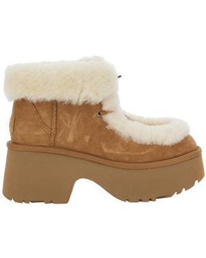 UGG Ankle Boots With Fur Detailing - Natural