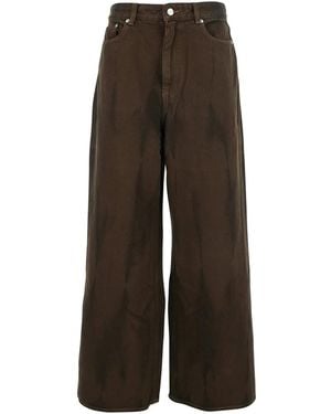 Ganni High-Rise Wide-Leg Jeans - Brown