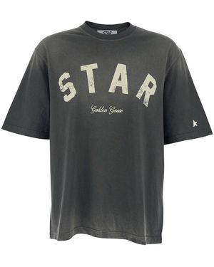 Golden Goose Crew Neck T-Shirt With Front Print - Grey